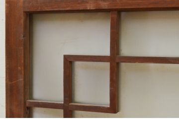 アンティーク建具　古い木味が魅力的なガラス窓2枚セット(引き戸、ガラス戸)(R-071900)