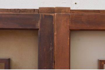 アンティーク建具　古い木味が魅力的なガラス窓2枚セット(引き戸、ガラス戸)(R-071900)