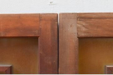 アンティーク建具　古い木味が魅力的なガラス窓2枚セット(引き戸、ガラス戸)(R-071901)