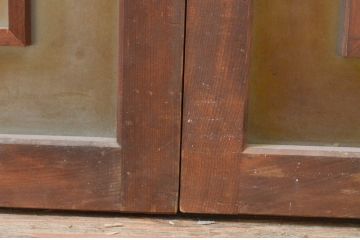 アンティーク建具　古い木味が魅力的なガラス窓2枚セット(引き戸、ガラス戸)(R-071901)