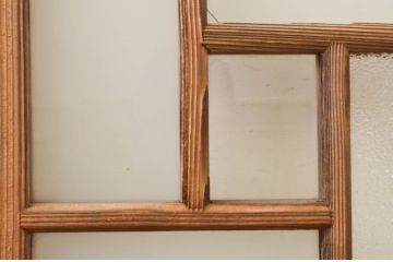 アンティーク建具　大正ロマンの空間づくりに活躍するガラス窓2枚セット(引き戸、ガラス戸)(R-071903)