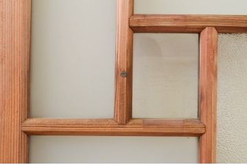 アンティーク建具　大正ロマンの空間づくりに活躍するガラス窓2枚セット(引き戸、ガラス戸)(R-071903)