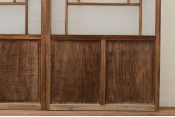 アンティーク建具　大正ロマン　ノスタルジックな雰囲気溢れるガラス戸3枚セット(引き戸)(R-071909)