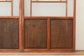 アンティーク建具　大正ロマン　ノスタルジックな雰囲気溢れるガラス戸3枚セット(引き戸)(R-071909)