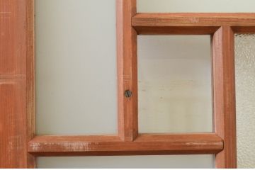 アンティーク建具　大正ロマン　ノスタルジックな雰囲気溢れるガラス戸2枚セット(引き戸)(R-071910)