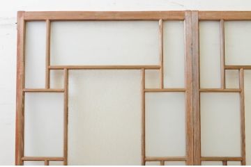 アンティーク建具　大正ロマン　ノスタルジックな雰囲気溢れるガラス戸2枚セット(引き戸)(R-071911)
