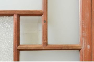 アンティーク建具　大正ロマン　ノスタルジックな雰囲気溢れるガラス戸2枚セット(引き戸)(R-071911)