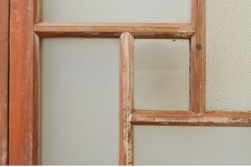 アンティーク建具　大正ロマン　ノスタルジックな雰囲気溢れるガラス戸2枚セット(引き戸)(R-071911)