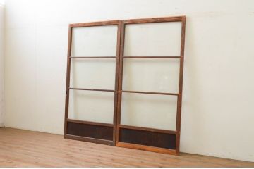 アンティーク建具　素朴な風合いが魅力的なガラス戸2枚セット(引き戸)(R-071913)