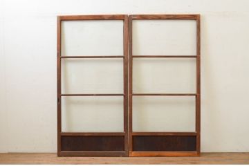 アンティーク建具　素朴な風合いが魅力的なガラス戸2枚セット(引き戸)(R-071913)