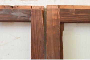 アンティーク建具　素朴な風合いが魅力的なガラス戸2枚セット(引き戸)(R-071913)