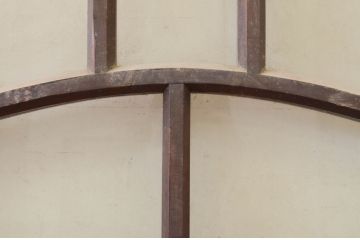 アンティーク建具　大正ロマン　アーチ横桟の幅狭引き戸1枚(ガラス戸)(R-071914)