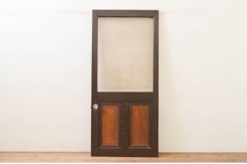 アンティーク建具　古い洋館で使われていたドット柄プレスガラス入りで凝った作りが魅力的なガラスノブのドア1枚(ガラス扉)(R-071920)