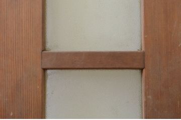 アンティーク建具　昭和レトロな雰囲気漂う幅狭扉1枚(ドア、引き戸、ガラス戸　ガラス扉)(R-071921)