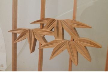 アンティーク建具　両面ガラス　松竹梅・鶴・亀の彫刻入り書院戸1枚(窓、引き戸、ガラス戸)(R-071922)