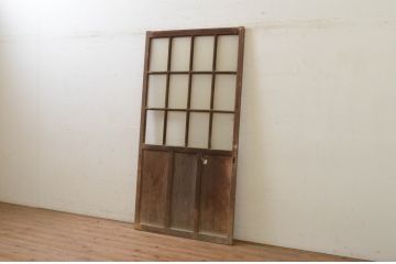 アンティーク建具　古い木味が魅力的なガラス戸1枚(引き戸、格子戸)(R-071924)