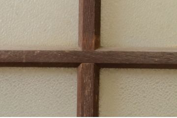 アンティーク建具　古い木味が魅力的なガラス戸1枚(引き戸、格子戸)(R-071924)