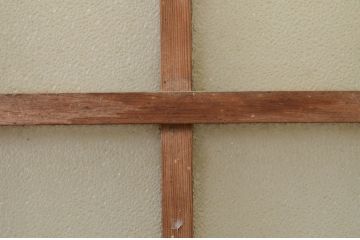 アンティーク建具　古い木味が魅力的なガラス戸1枚(引き戸、格子戸)(R-071924)