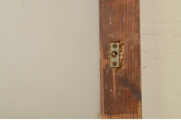アンティーク建具　格子デザインがお洒落な幅狭ガラス戸1枚(引き戸)(R-071949)