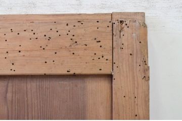 アンティーク建具　杉材　金具がアクセントの和の趣溢れる蔵戸1枚(引き戸、玄関戸)(R-071951)