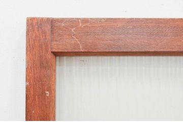 アンティーク建具　どこか懐かしい雰囲気を醸し出すモールガラス入り幅狭ガラス窓1枚(明かり取り、明り取り、引き戸)(R-071954)
