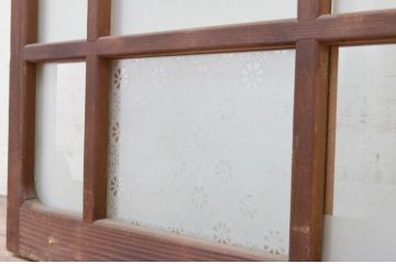 アンティーク建具　大正ロマン　ダイヤガラスの模様が素敵なガラス窓1枚(引き戸、ガラス戸)(R-071955)