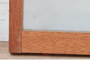 アンティーク建具　懐かしさを感じるレトロなガラス入り窓1枚(引き戸、ガラス戸)(R-071956)