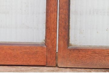 ビンテージ建具　モールガラス入り　レトロな雰囲気作りにおすすめのガラス窓3枚セット(ガラス戸、引き戸、ヴィンテージ)(R-071958)