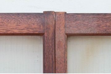 ビンテージ建具　モールガラス入り　レトロな雰囲気作りにおすすめのガラス窓2枚セット(ガラス戸、引き戸、ヴィンテージ)(R-071959)