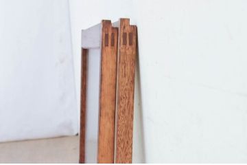 ビンテージ建具　モールガラス入り　レトロな雰囲気作りにおすすめのガラス窓2枚セット(ガラス戸、引き戸、ヴィンテージ)(R-071959)