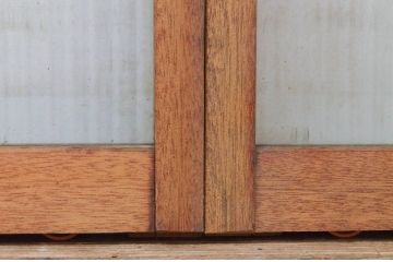 ビンテージ建具　モールガラス入り　どこか懐かしい雰囲気漂うガラス窓2枚セット(引き戸、ガラス戸、ヴィンテージ)(R-071960)