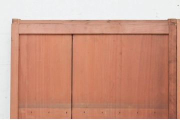 アンティーク建具　杉材　柾目が美しい!落ち着いた和の空間を演出する横桟入り板戸窓2枚セット(引き戸)(R-071963)