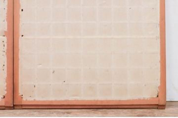 アンティーク建具　和の雰囲気を高めるマス目(升目)格子障子窓2枚セット(きつね格子、狐格子、引き戸、格子戸、障子戸)(R-071964)