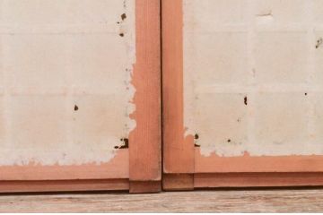 アンティーク建具　和の雰囲気を高めるマス目(升目)格子障子窓2枚セット(きつね格子、狐格子、引き戸、格子戸、障子戸)(R-071964)