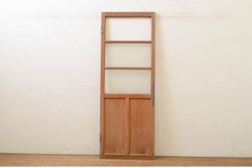アンティーク建具　昭和レトロな雰囲気漂う幅狭ガラス扉1枚(ドア)(R-071974)