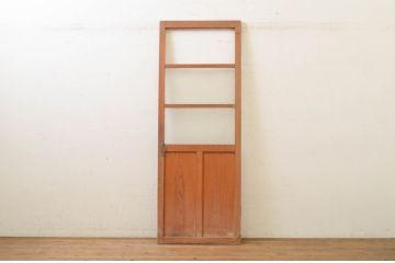 アンティーク建具　昭和レトロな雰囲気漂う幅狭ガラス扉1枚(ドア)(R-071974)