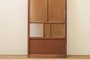 アンティーク建具　大正ロマン　ガラスの模様が素敵な組子入り幅狭ガラス戸1枚(引き戸)(R-071981)