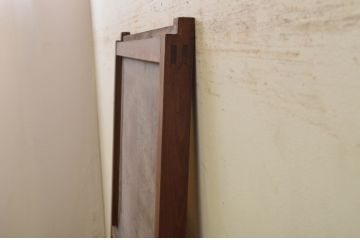 アンティーク建具　大正ロマン　ガラスの模様が素敵な組子入り幅狭ガラス戸1枚(引き戸)(R-071981)