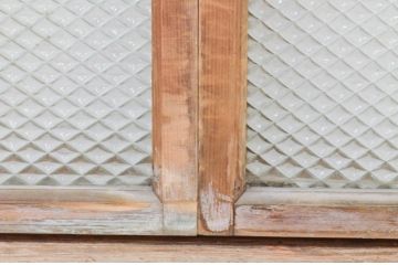 アンティーク建具　大正ロマン　プレスガラス入り　レトロな空間を引き立たせるガラス窓2枚セット(ガラス戸、引き戸)(R-071988)
