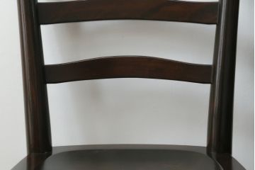 和製ビンテージ　松本民芸家具　シンプルなデザインが魅力的なラダーバックチェア3脚セット(ダイニングチェア、板座チェア、椅子、イス、ヴィンテージ)(R-071992)