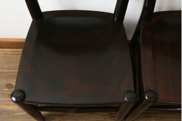 和製ビンテージ　松本民芸家具　シンプルなデザインが魅力的なラダーバックチェア3脚セット(ダイニングチェア、板座チェア、椅子、イス、ヴィンテージ)(R-071992)