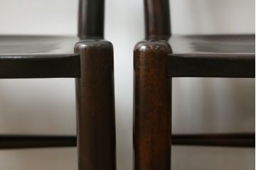 和製ビンテージ　松本民芸家具　シンプルなデザインが魅力的なラダーバックチェア3脚セット(ダイニングチェア、板座チェア、椅子、イス、ヴィンテージ)(R-071992)