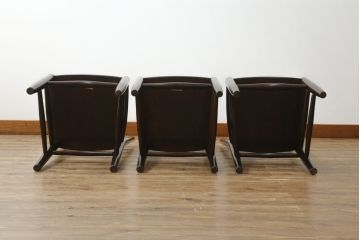 和製ビンテージ　松本民芸家具　シンプルなデザインが魅力的なラダーバックチェア3脚セット(ダイニングチェア、板座チェア、椅子、イス、ヴィンテージ)(R-071992)