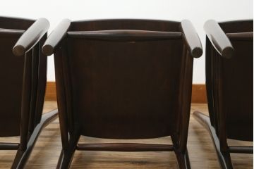 和製ビンテージ　松本民芸家具　シンプルなデザインが魅力的なラダーバックチェア3脚セット(ダイニングチェア、板座チェア、椅子、イス、ヴィンテージ)(R-071992)