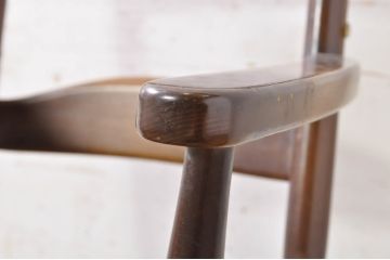 和製ビンテージ　飛騨産業　キツツキマーク　しっかりとした作りが嬉しいチャイルドチェア(キッズチェア、アームチェア、ダイニングチェア、板座チェア、ベビーチェア、こども椅子、子どもイス、ヴィンテージ)(R-071996)