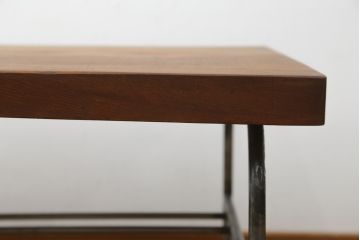 和製アンティーク　古材一枚板天板のアイアンフレームローテーブル(センターテーブル、リビングテーブル、作業台)(R-071999)