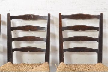 和製ビンテージ　松本民芸家具　アジアンテイストのお部屋におすすめのシンプルでお洒落なラッシチェア4脚セット(ダイニングチェア、椅子、イス、ヴィンテージ)(R-072001)