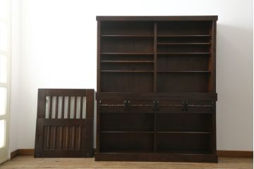 中古　星野民芸(星野民藝)　落ち着いたシックな色合いが魅力のキャビネット(水屋箪笥、食器棚、収納棚、戸棚)(R-072004)