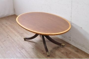 中古　美品　アメリカ高級家具　COUN CILL(カウンシル)　マホガニー材　高級感漂う佇まいが魅力のダイニングテーブル(カンセル、2人掛け、4人掛け、食卓)(定価約35万円)(R-072008)