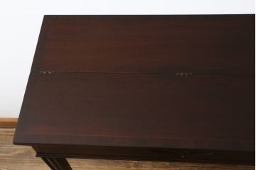 イギリスアンティーク　マホガニー材　小振りながらも機能性抜群!! コンソールテーブル型のライティングビューロー(ワークデスク、在宅用、在宅ワーク用、英国)(R-072011)
